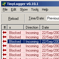 Screenshot showing the main window of TinyLogger